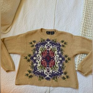 Vintage Liz Sport (Liz Claiborne) hand knit cotton blend sweater